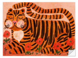 Wandsticker Schlafender Tiger im Blumengarten - Dirkie Nell