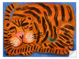 Wandsticker Schlafender Tiger und ein Vogelkumpel