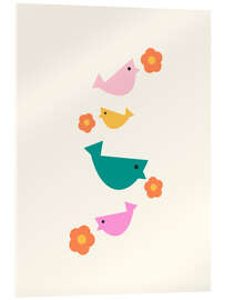 Acrylglasbild Vögel und Blumen