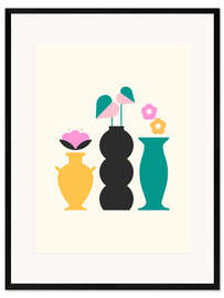 Gerahmter Kunstdruck Töpfe und Blumen