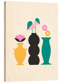 Holzbild Töpfe und Blumen