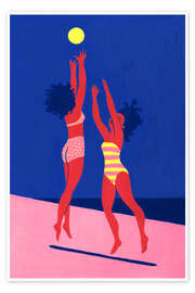 Wandbild Beachvolley in Pink - Julie Lesouef