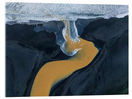 Acrylglasbild Wenn gelbes und weißes Wasser aufeinandertreffen