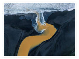 Poster Wenn gelbes und weißes Wasser aufeinandertreffen