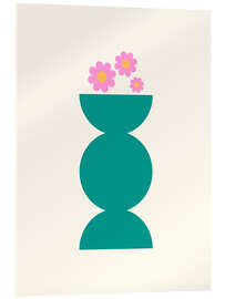 Acrylglasbild Geometrischer Topf und Blumen