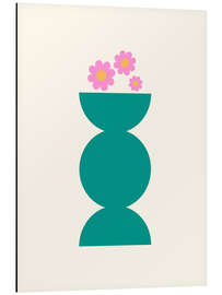 Alubild Geometrischer Topf und Blumen