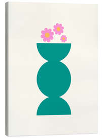 Leinwandbild Geometrischer Topf und Blumen