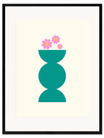 Gerahmter Kunstdruck Geometrischer Topf und Blumen