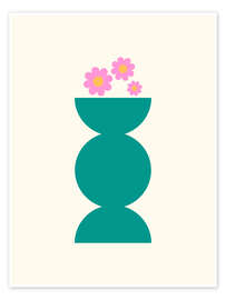 Poster Geometrischer Topf und Blumen