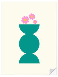 Wandsticker Geometrischer Topf und Blumen