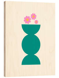 Holzbild Geometrischer Topf und Blumen