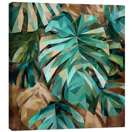 Leinwandbild Polygonale tropische Blätter in Smaragdgrün - Maria Tuzhilkina