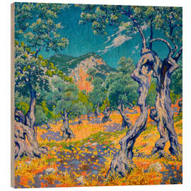 Holzbild Olivenhain - Josep Pons Frau