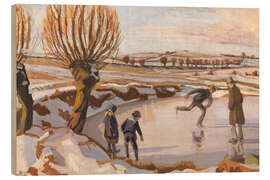 Holzbild Der Winter ist gekommen, Landschaft mit Eislaufbahn, 1921 - Fritz Syberg