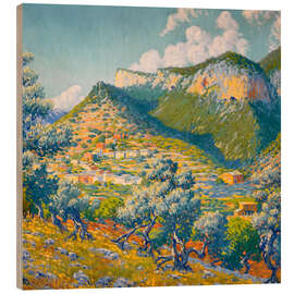 Holzbild Berglandschaft