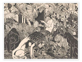 Wandbild Orpheus spielt den Tieren auf seiner Harfe vor - Henri van der Stok