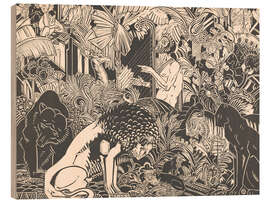 Holzbild Orpheus spielt den Tieren auf seiner Harfe vor - Henri van der Stok