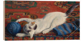 Holzbild Katze mit Wollknäuel, 1922 - Richard Müller