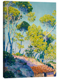 Leinwandbild Kiefern mit Hütte - Josep Pons Frau