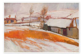 Poster Winterlandschaft, über dem Hügel von Kærby, 1917 - Fritz Syberg