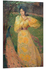 Obraz na aluminium Young Girl with Peacock, 1895 - Edmond Aman-Jean