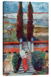 Leinwandbild Frühlingslandschaft mit Mädchen