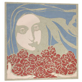 Acrylglasbild Damenkopf mit Rosen