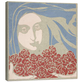 Leinwandbild Damenkopf mit Rosen
