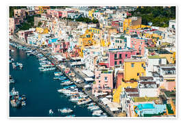 Wandbild Bunte Häuser auf der Insel Procida, Italien - Nagy Melinda
