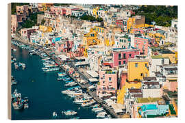Holzbild Bunte Häuser auf der Insel Procida, Italien - Nagy Melinda