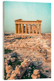 Holzbild Der Parthenon, Athen, Griechenland