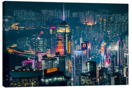 Leinwandbild Hong Kong Skyline bei Nacht, China - John Alexander