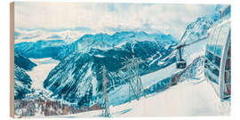 Holzbild Blick auf das schneebedeckte Aostatal, Italien - Frank Fell