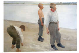 Acrylglasbild Jungen, die Kieselsteine in den Fluss werfen, 1890 - Karoly Ferenczy