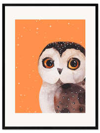 Gerahmter Kunstdruck Eule mit Sternen