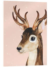 Acrylglasbild Rentier mit Sternen
