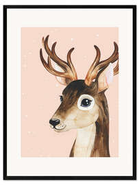 Gerahmter Kunstdruck Rentier mit Sternen
