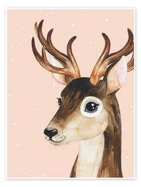 Poster Rentier mit Sternen