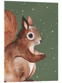 Acrylglasbild Eichhörnchen mit Sternen