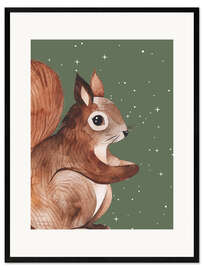 Gerahmter Kunstdruck Eichhörnchen mit Sternen