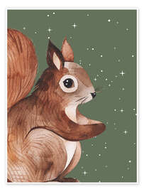 Poster Eichhörnchen mit Sternen
