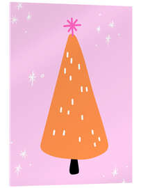 Acrylglasbild Poppiger Tannenbaum pink-orange