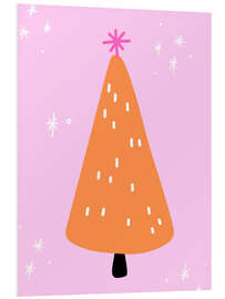 Hartschaumbild Poppiger Tannenbaum pink-orange