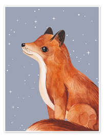 Poster Fuchs und Sterne - Ohkimiko