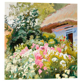 Acrylglasbild Blumen vor dem Cottage - Stanislaus Kamocki