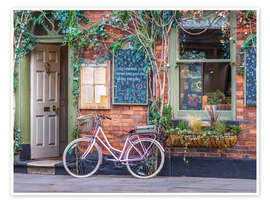 Wandbild Gemütliches Café mit rosa Fahrrad - Assaf Frank