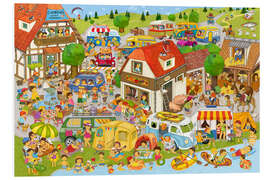 Hartschaumbild Camping auf dem Bauernhof