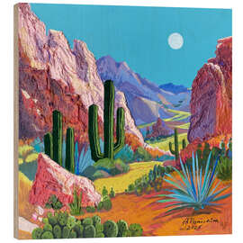 Holzbild Arizona Kaktusnacht - Anastasia Mamoshina