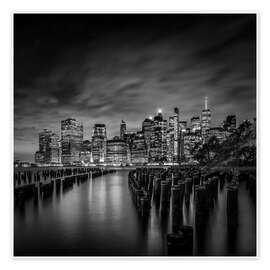Wandbild NYC East River mit Lower Manhattan Skyline - Melanie Viola