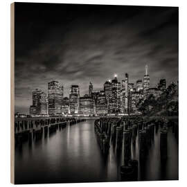 Holzbild NYC East River mit Lower Manhattan Skyline - Melanie Viola